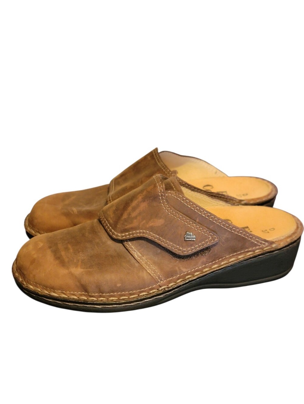 FINN Comfort Clogs Brown Nubuck Leather Slip On Comfort Shoes Mules 37 US 6.5-7 - Picture 3 of 10